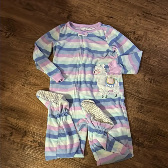 Carter's Pastel Striped Llama One Piece - Picture 1 of 3